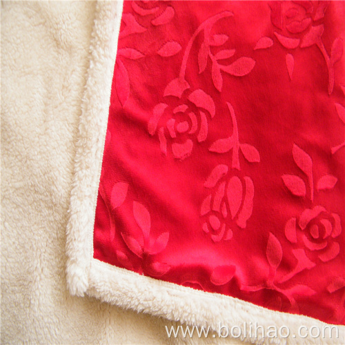 Embossed Short Plush with Velveteen Composite Blanket